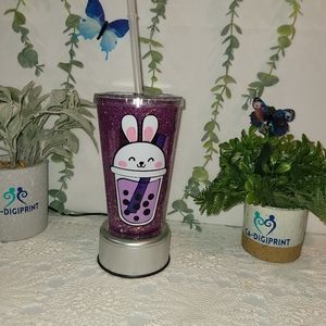 BTS Boba Bunny Double Walled Glitter Tumbler- Double Walled Tumbler